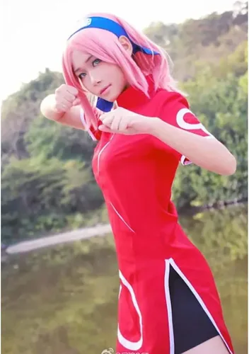 Vista 4 de Haruno Sakura - Disfraz de Ninjia Cheongsam con diadema para Halloween