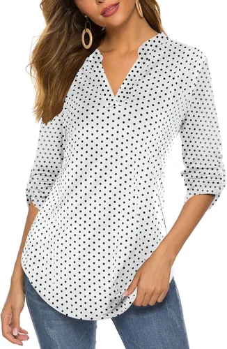 Vista 27 de Halife Blusa de trabajo con cuello en V y manga 3/4 enrollable, estampado c-army verde