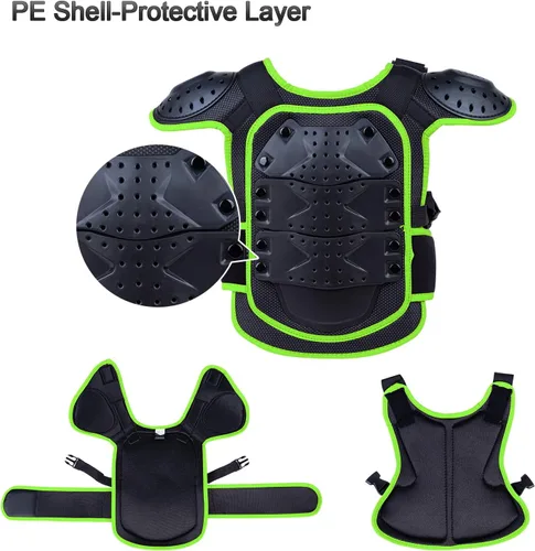 Vista 4 de Seahouse Chaleco de armadura de motocicleta para niños, protector de espalda, chaqueta blindada de carreras de calle para hombre+1 bandana al azar