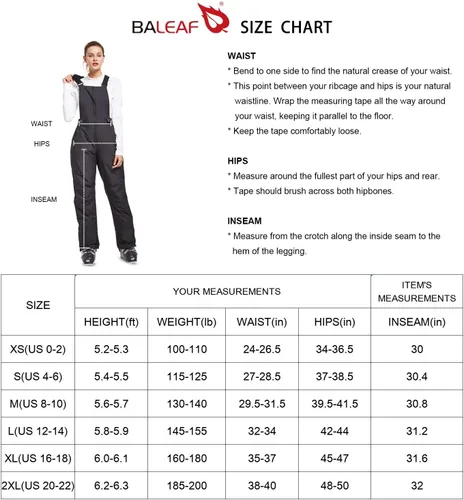 Vista 7 de BALEAF Women's Insulated Waterproof Ski Bib Overalls Snow Windproof Snowboarding Pant
