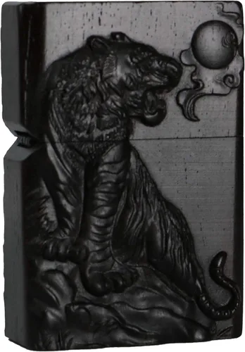 Vista 29 de Caja de carcasa de madera de ébano negro natural tallada para módulo Zippo (Serpiente Cobra)