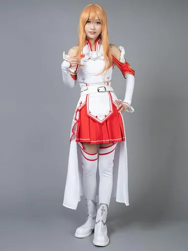 Vista 3 de Cosfun Yuuki Asuna SAO - Conjunto completo de disfraz de cosplay para mujer mp003072