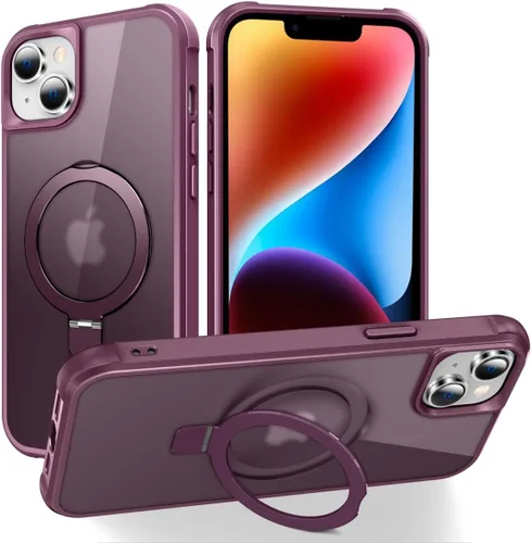 Vista 154 de CHAOFEnG Funda magnética compatible con iPhone 11 con soporte, prueba de caídas de grado militar, compatible con imán, anillo translúcido, parte