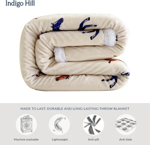 Vista 12 de Indigo Hill by HiEnd Accents Acadia - Manta de sherpa con estampado de pinos bosques, naturaleza, bosque, montaña, manta occidental para acampar al