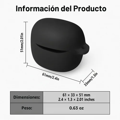 Vista 3 de Geiomoo Funda de silicona para JBL Tune Flex 2, funda protectora suave y flexible resistente a los arañazos con mosquetón (negro)