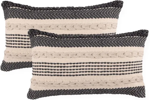 Vista 21 de REDEARTH · Fundas de cojín boho hechas a mano - Estilo chic bohemia de granja - Fundas de cojín tejidas para acento, interior y exterior, para sofá
