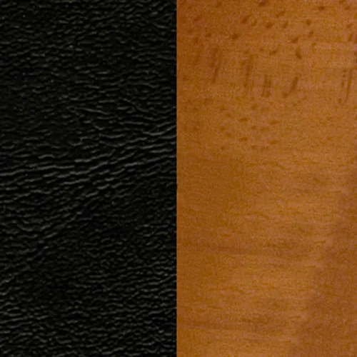 Vista 7 de EMMA + OLIVER Silla vertical de madera de cerezo con respaldo de listones, asiento negro del vinilo Asiento de vinilo negro/marco de madera de cerezo