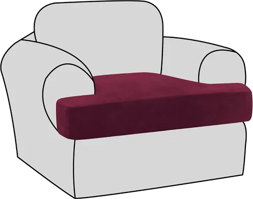 Vista 53 de H.VERSAILTEX Fundas de terciopelo elástico para silla con cojín en forma de T para sala de estar, funda de sofá, funda de asiento con cojín