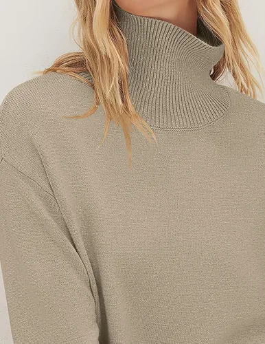 Vista 8 de ZESICA Women's 2024 Winter Sweaters Turtleneck Long Sleeve Oversized Split Hem Knitted Pullover Jumper Sweater Tops