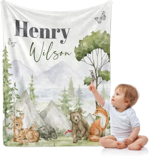 Vista 25 de J&SBGFT Manta de Bebé Personalizada para Niños - Manta con Nombre Personalizado para Niños Pequeños, Niños - Manta Decorativa de Guardería Cochecito