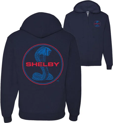 Vista 7 de Wild Bobby Shelby Cobra USA Logo Emblema Powered by Ford Cars and Trucks Sudadera con capucha y cremallera delantera y trasera