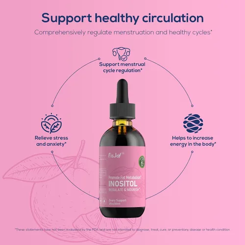 Vista 5 de Suplemento de mio-inositol y D-Chiro inositol, vitaminas veganas en gotas, proporción 40:1, puro y potente, para el bienestar hormonal, función