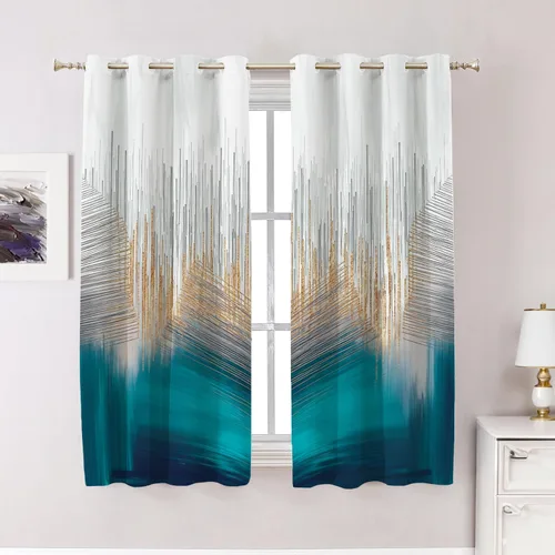 Vista 13 de Cortinas opacas de poliéster multicapa para cafetería, con diseño de diamantes, 2 unidades, 26 x 24 pulgadas