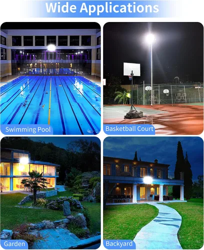 Vista 9 de Luz de inundación LED de 120 W para exteriores con enchufe, luces de seguridad superbrillantes de 14400 lm con cable de 5 pies, luz de trabajo LED