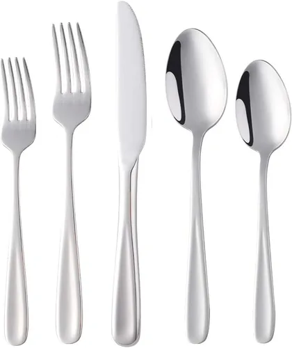 Vista 12 de Baikai Mirror Polished - Juego de cubiertos de 5 piezas, utensilios de cocina de acero inoxidable para 1 unidad (azul)