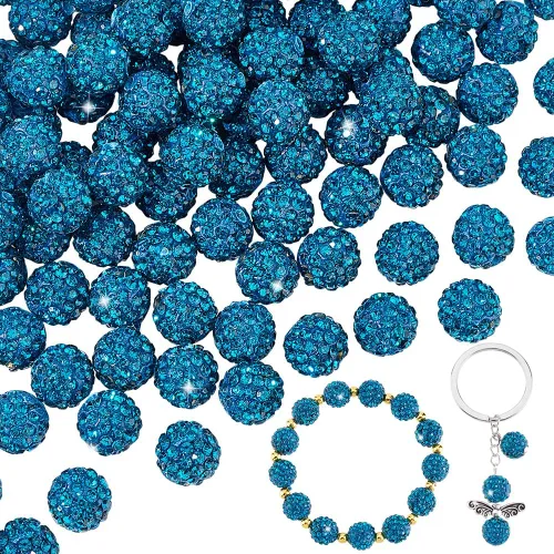 Vista 36 de PH PandaHall - 240 piezas de cuentas de strass en 24 colores, cuentas de cristal de 10 mm, cuentas de bola de discoteca con strass, cuentas