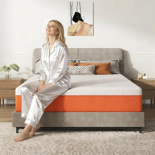 Vista 10 de Colchón para sofá cama de 4 pulgadas, repuesto de espuma viscoelástica de gel con funda de patrón geométrico transpirable lavable, soporte