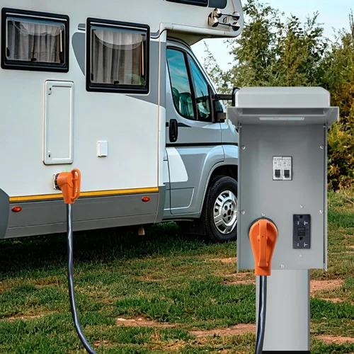 Vista 5 de Cable de extensión para RV de 50 amperios de 30 pies, cable de alimentación para RV resistente 6/3+8/1 SJTW AWG con mango de agarre y bloqueo