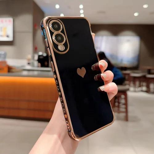 Vista 244 de phylla Funda de teléfono compatible con Samsung Galaxy A12 de 6.5 pulgadas, lindo corazón chapado en oro, elegante funda de lujo para mujer