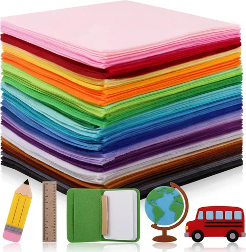 Vista 23 de Moukeren 460 piezas, hojas de fieltro de 4 x 4 pulgadas, paquete grande, 1 mm de grosor, tela de fieltro suave, 20 colores surtidos