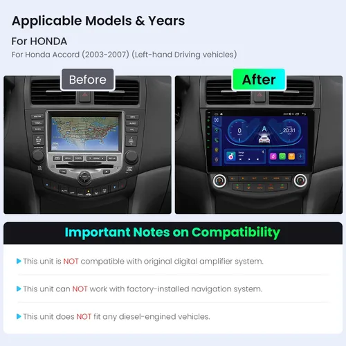 Vista 2 de XTRONS Estéreo de coche Android 14 de 10.1 "para Honda Accord 7th 2003-2007