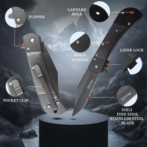 Vista 3 de Cuchillo Elk Ridge ER-A009 Series Spring Assist Folding, Straight Edge Blade, 4,75 pulgadas