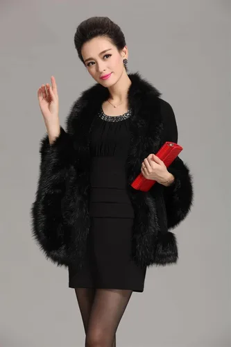 Vista 3 de Kelaixiang Faux Fox Fur Shawls Jackets Bridal Cape Coats Wraps Winter Scarves