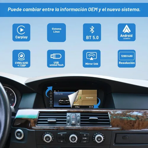Vista 4 de PEMP Pantalla Linux de 8.8 pulgadas para BMW E60 E90 CCC con cable e inalámbrico CarPlay Retrofit Android Auto Display Mirror Link Car Radio