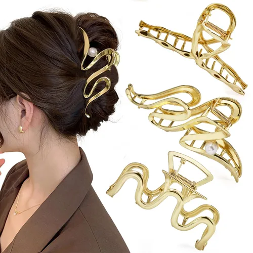 Vista 14 de Mehayi 3 pinzas de metal grandes para cabello grueso y pesado, agarre fuerte, agarre grande, antideslizante, pinza de mandíbula para cabello largo