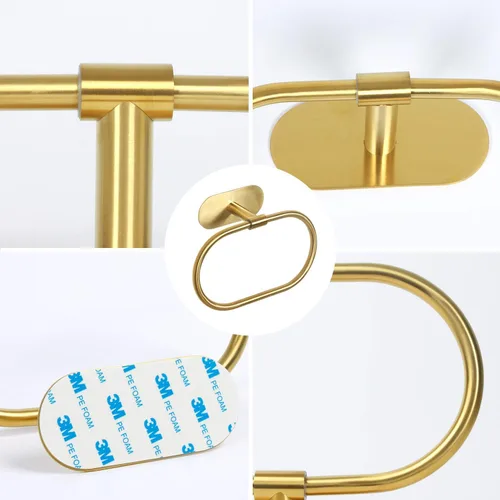 Vista 3 de HouseAid Toallero autoadhesivo para baño, soporte para toallas de mano adhesivo de acero inoxidable, sin perforaciones, moderno colgador de toallas