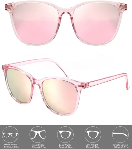 Vista 33 de FIMILU Paquete de 2 lentes de sol polarizados para mujer, lentes de protección UV400, montura grande, lentes de moda, elegantes