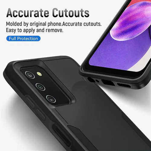 Vista 3 de Funda para Samsung Galaxy A03S, con protector de pantalla [prueba de caídas de grado militar], resistente, resistente, a prueba de golpes, para Negro