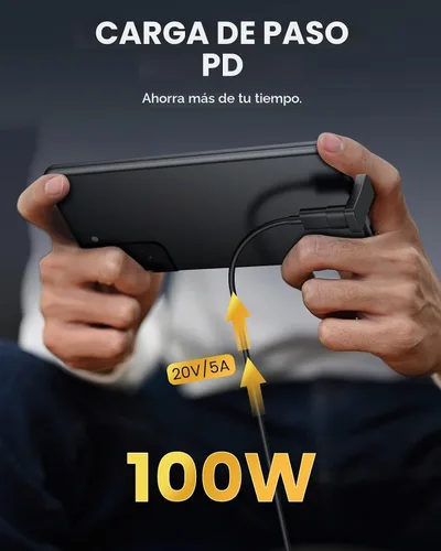 Vista 4 de MoKo Adaptador USB-C de 180 grados, ángulo en forma de U con PD 100W/10Gbps Negro