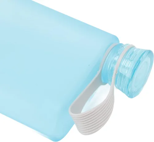 Vista 8 de Milltrip Botella de agua plana, 13.4 onzas líquidas de plástico, a prueba de fugas, reutilizable, delgada, botella de agua portátil de papel