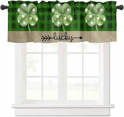 Vista 23 de Cenefa de amarre de muñeco de nieve de dibujos animados para ventanas de cocina, bolas de Navidad, ramas de hojas, cenefas de cortina de 42 x 12
