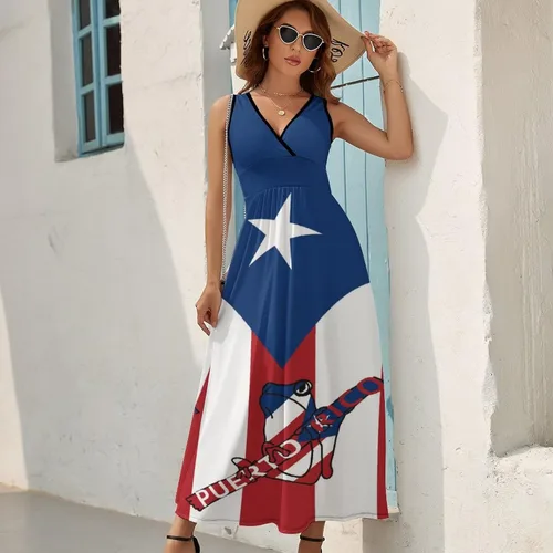 Vista 5 de Vestido sin mangas con bandera de Puerto Rico para mujer, top de verano, talla S