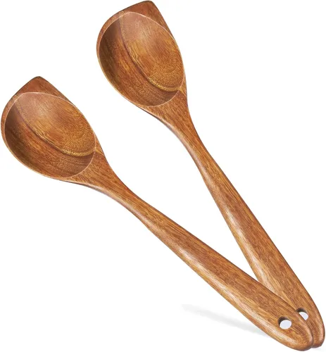 Vista 9 de Paquete de 2 Spurtle de madera para masa madre, mezcla, alcanzar el fondo del frasco, batidor de masa, espátula de frasco de mango largo