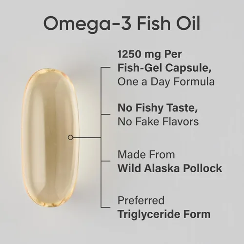 Vista 4 de Sports Research® Paquete de apoyo para la salud cognitiva: aceite de pescado Omega 3 de triple fuerza EPA y DHA ácidos grasos de abadejo salvaje