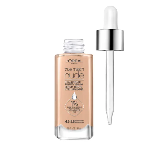 Vista 9 de L'Oreal Paris True Match Nude Hyaluronic Tinted Serum Foundation con 1% de ácido hialurónico, Cool Deep 7.5-8.5, 1 onza líquida