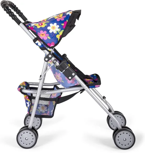 Vista 5 de Cochecito de muñeca de bebé con diseño de flores y juego de alimentación que desaparece