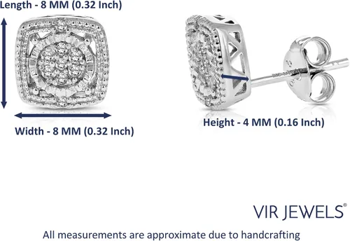 Vista 3 de Pendientes de diamantes de 110 quilates en plata de ley 925 con forma cuadrada