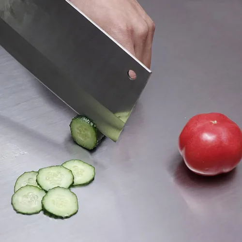 Vista 4 de Tablas de cortar de acero inoxidable con labio, tabla de cortar pesada para cocina, tablas de cortar para encimera, tabla de cortar de metal grande
