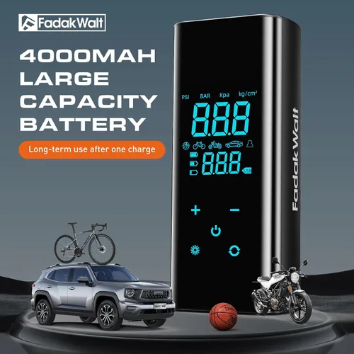Vista 8 de FADAKWALT Inflador de neumáticos, compresor de aire portátil, bomba de aire inalámbrica de 150 PSI para neumáticos de automóvil con pantalla táctil