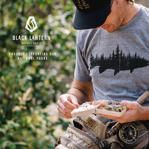 Vista 5 de Black Lantern Nature T-Shirt Screen Printed Mountain Graphic Tee for Men, Comfortable Outdoor Shirt
