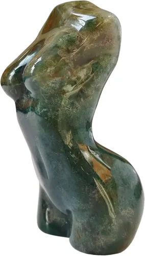 Vista 5 de Escultura de figura de cristal curativo de piedra de sangre africana, escultura de 2 pulgadas de tallado de piedra de palma de bolsillo
