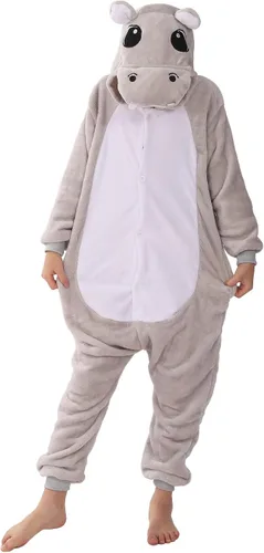 Vista 4 de WOYASIM Disfraz de franela para niños, disfraz de Halloween, Pascua, animales, cosplay para niñas y niños, una pieza