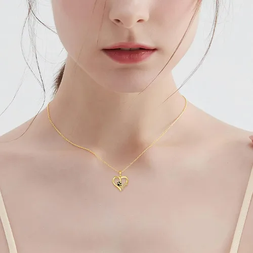 Vista 6 de KECHO Collar de oro con estampado de patas de 14 quilates para mujer, colgante de corazón de oro, regalos de joyería para ella