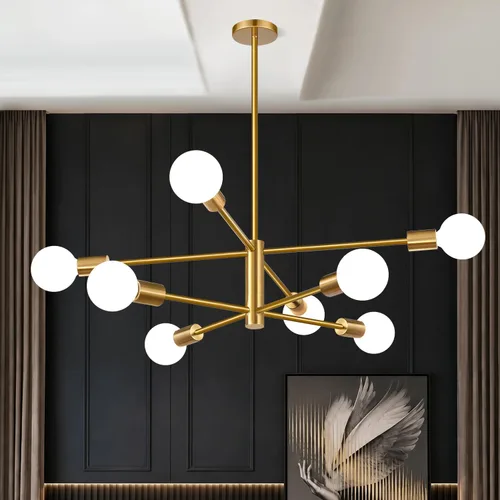 Vista 12 de Sputnik - Lámpara de techo con 6 luces para comedor Negro y oro cepillado