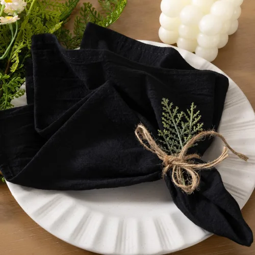 Vista 21 de Servilletas de tela de otoño, lavables, reutilizables, de lino, boda, fiesta, hogar, decoración de mesa Beige Set of 4 Bulk Cotton Napkins 17"x17