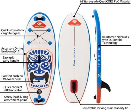 Vista 13 de Tabla de remo inflable con accesorios de SUP de primera calidad – Mochila, paleta ajustable, cubierta antideslizante, bomba de mano, correa, aletas